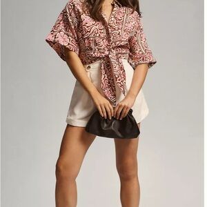 Anthropologie 100% Linen tie front